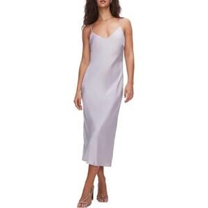 Good American V Neck Washed Satin Slip Dress Lilac Whisper Dress Size 4